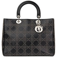 Vintage 2003 Christian Dior Black Quilted Lambskin Large Diorissimo