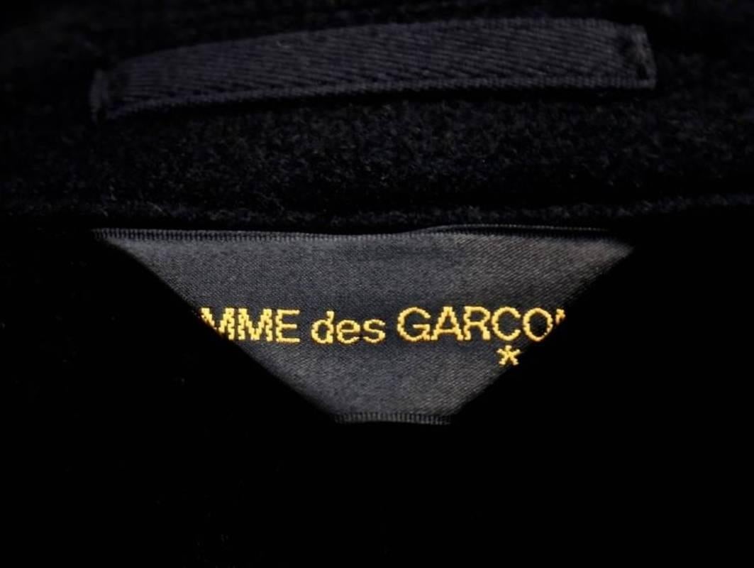 2003 COMME DES GARCONS jet black wool coat with knot detail For Sale 2
