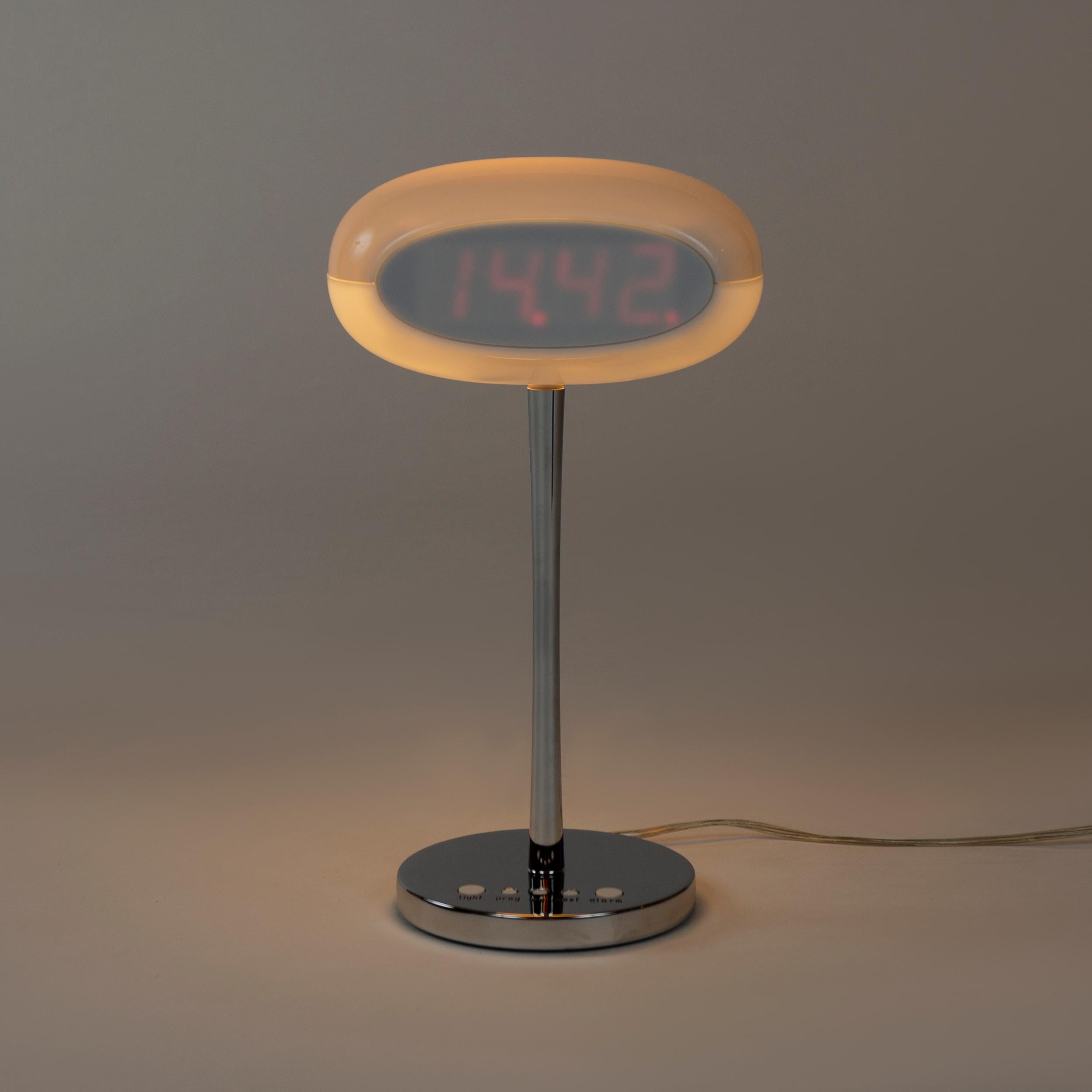 The 'Time and Space' clock lamp, a multifunctional design in aluminum and plastic, from the Driade collection. Designed in 2003. Marked.