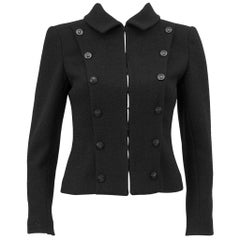 2003 Cruise Chanel Black Military Style Cropped Black Jacket