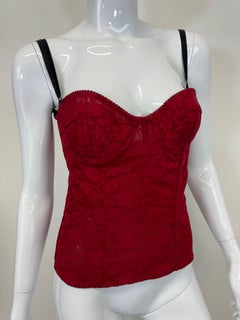 2003 D&G by Dolce & Gabbana red lace sexy bustier corset top