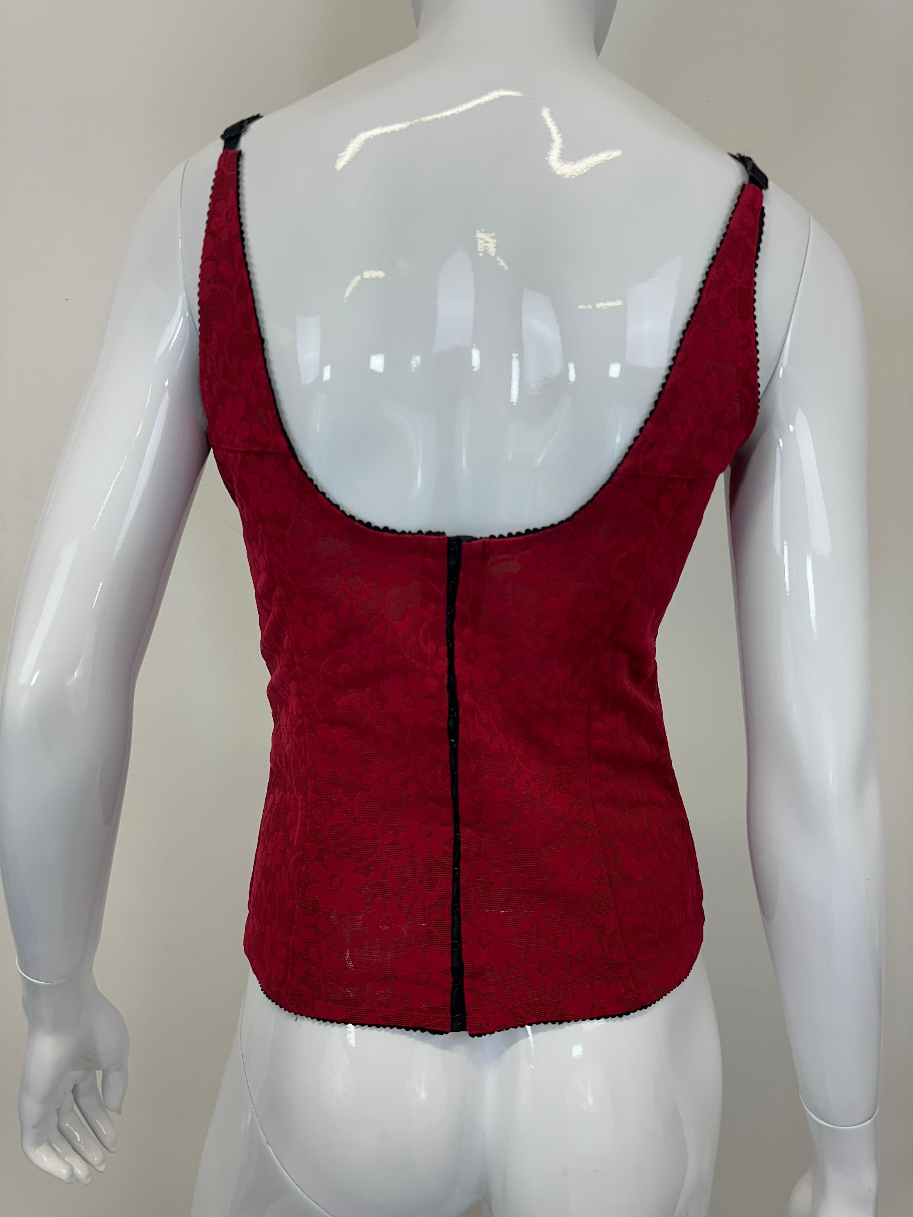 Women's 2003 D&G by Dolce & Gabbana red lace sexy bustier corset top For Sale