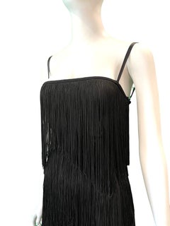 2003 Dolce & Gabbana black fringe corset dress