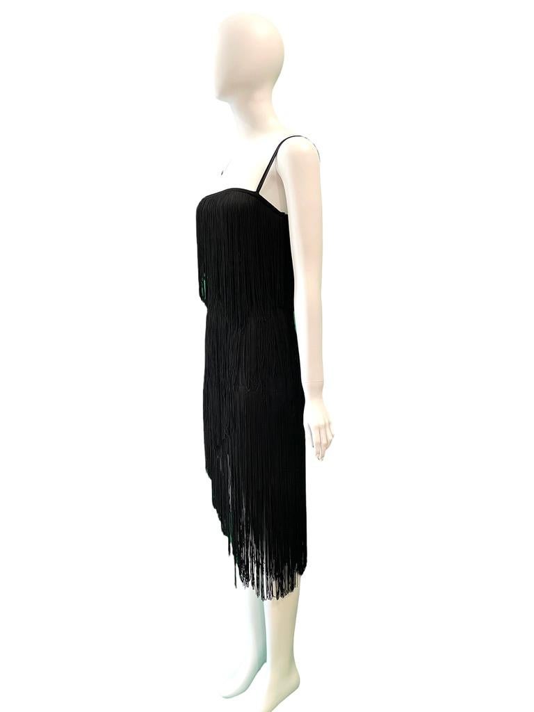 Black 2003 Dolce & Gabbana black fringe corset dress