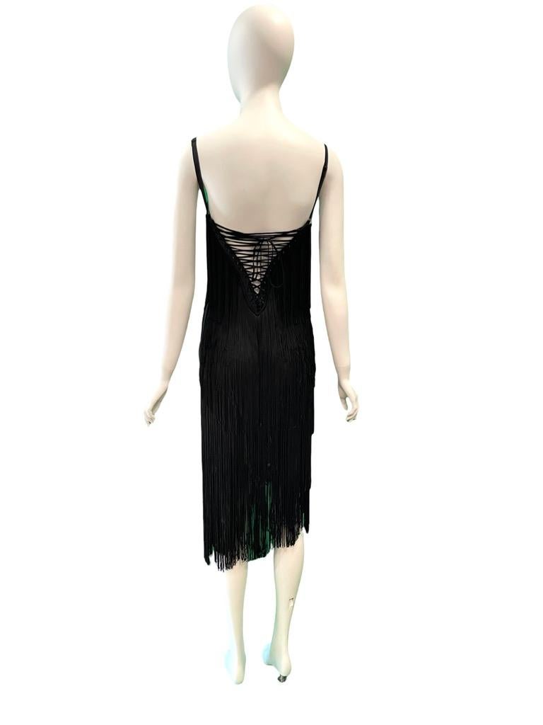 2003 Dolce & Gabbana black fringe corset dress In Excellent Condition In Austin, TX