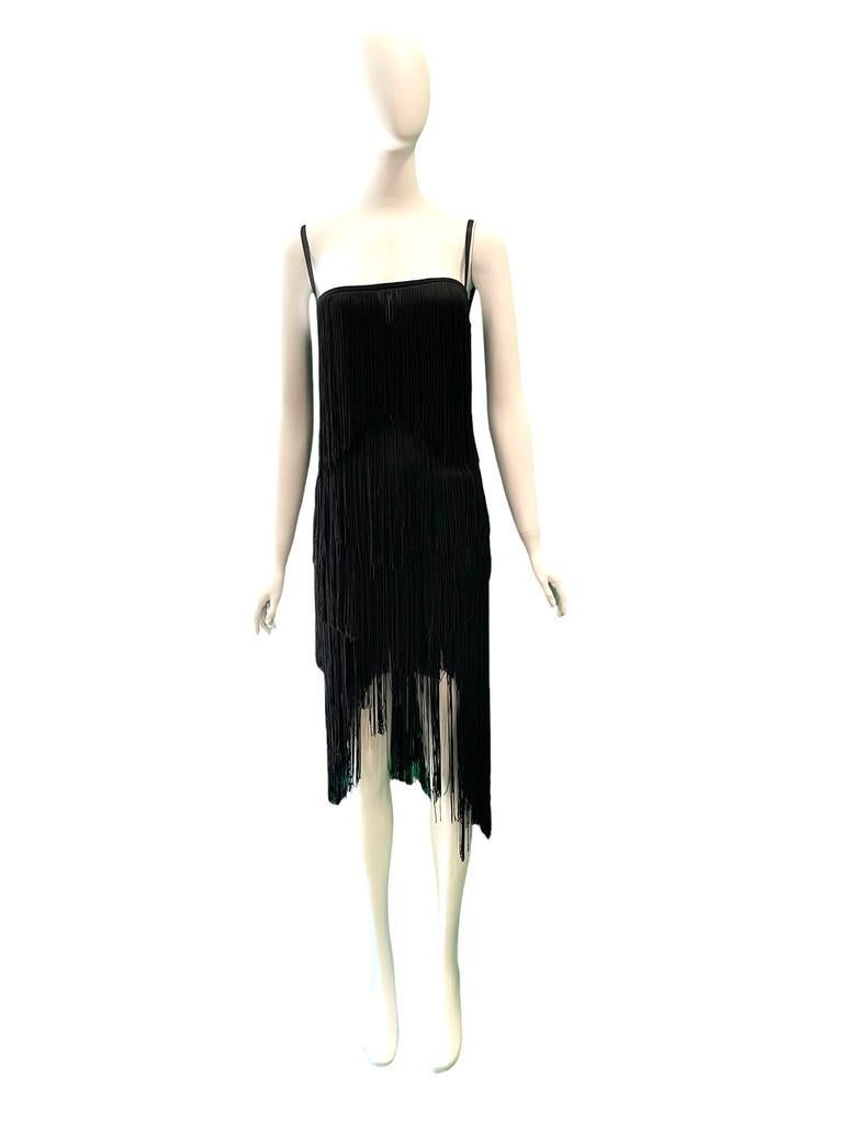 Women's 2003 Dolce & Gabbana black fringe corset dress
