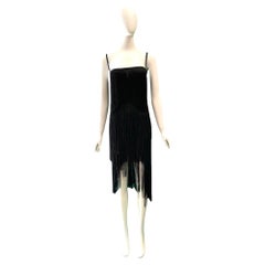 2003 Dolce & Gabbana black fringe corset dress