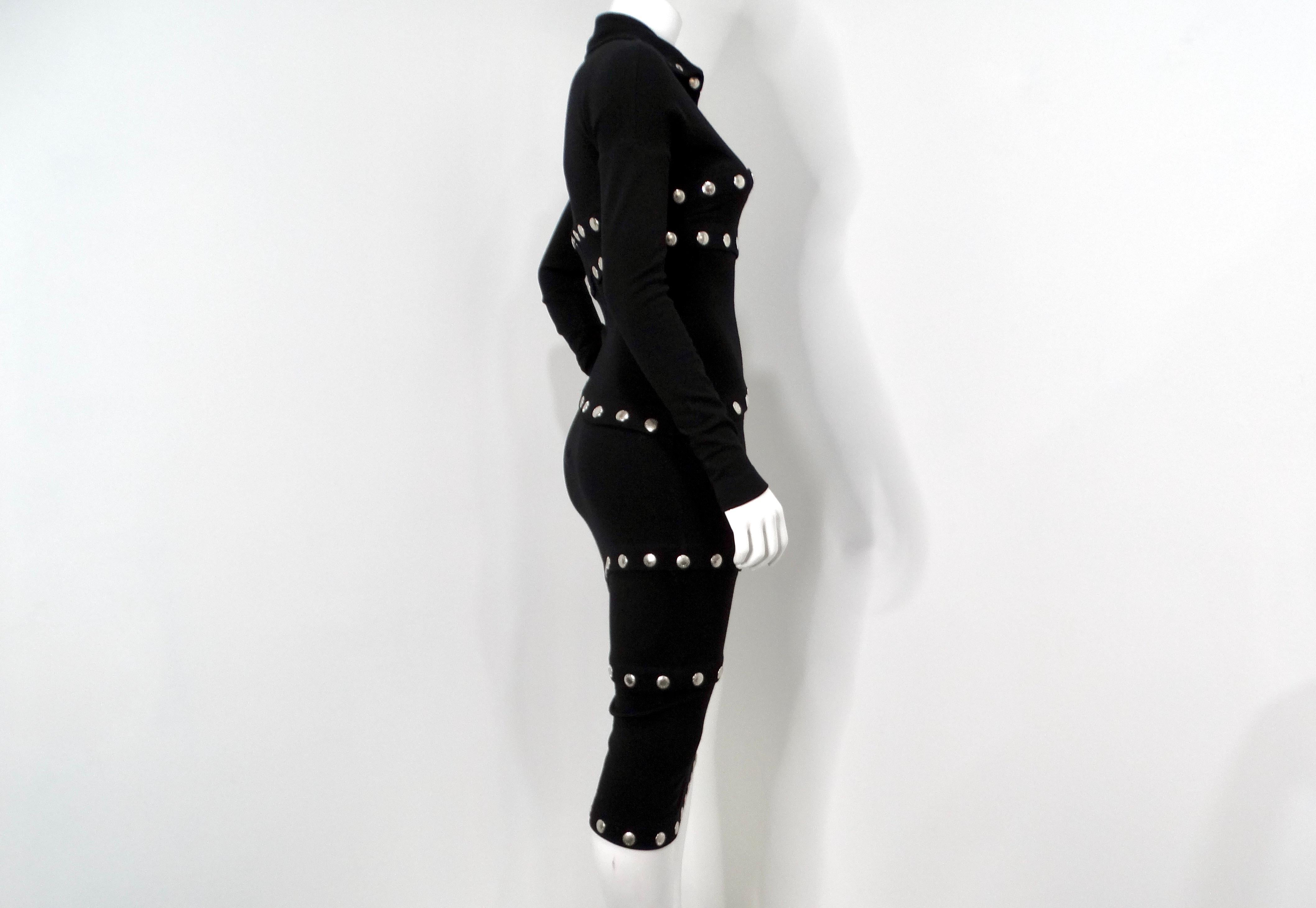 2003 Dolce & Gabbana F/W Runway Black Knit Snap-Up Convertible Dress For Sale 6