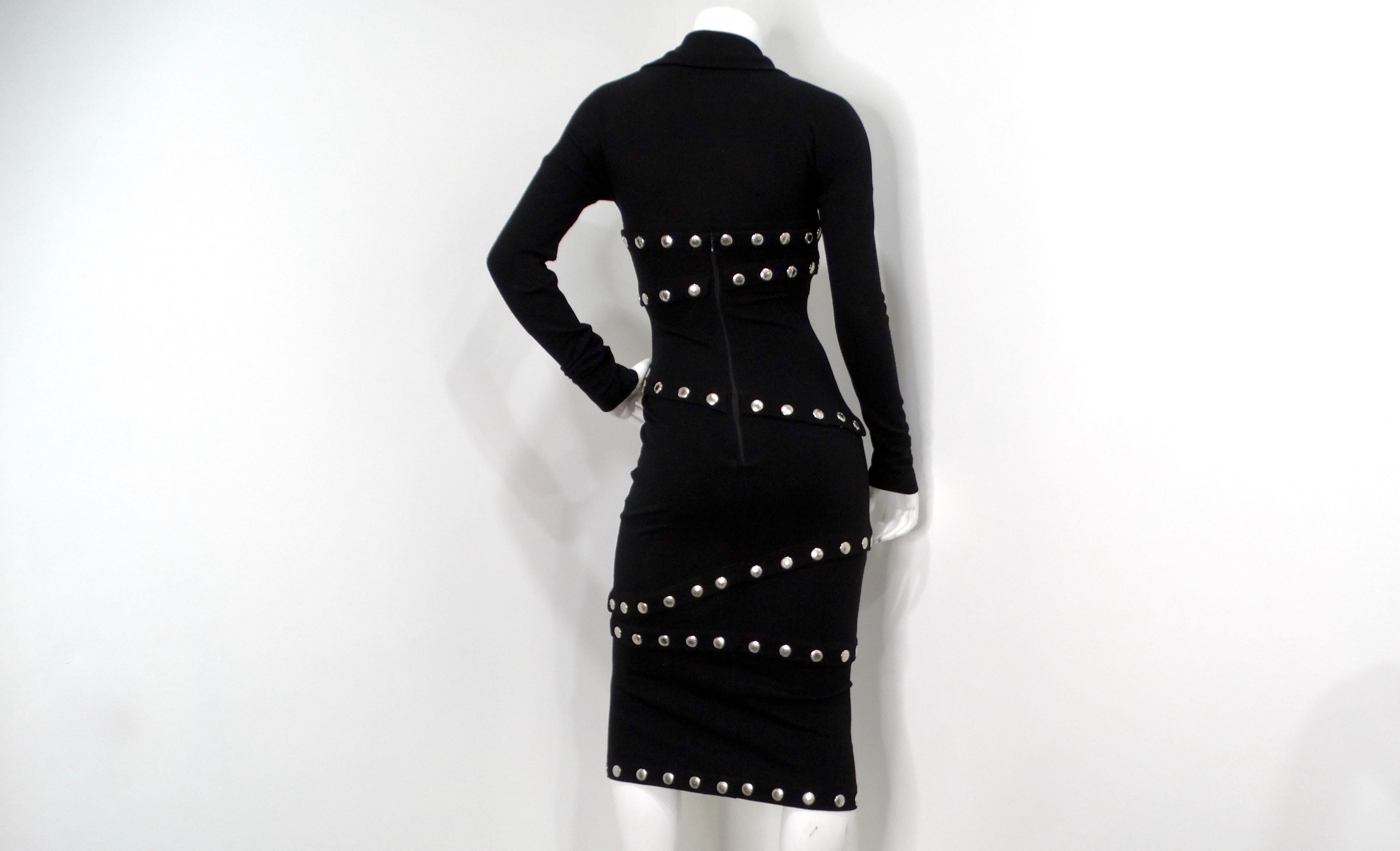 2003 Dolce & Gabbana F/W Runway Black Knit Snap-Up Convertible Dress In Good Condition For Sale In Scottsdale, AZ
