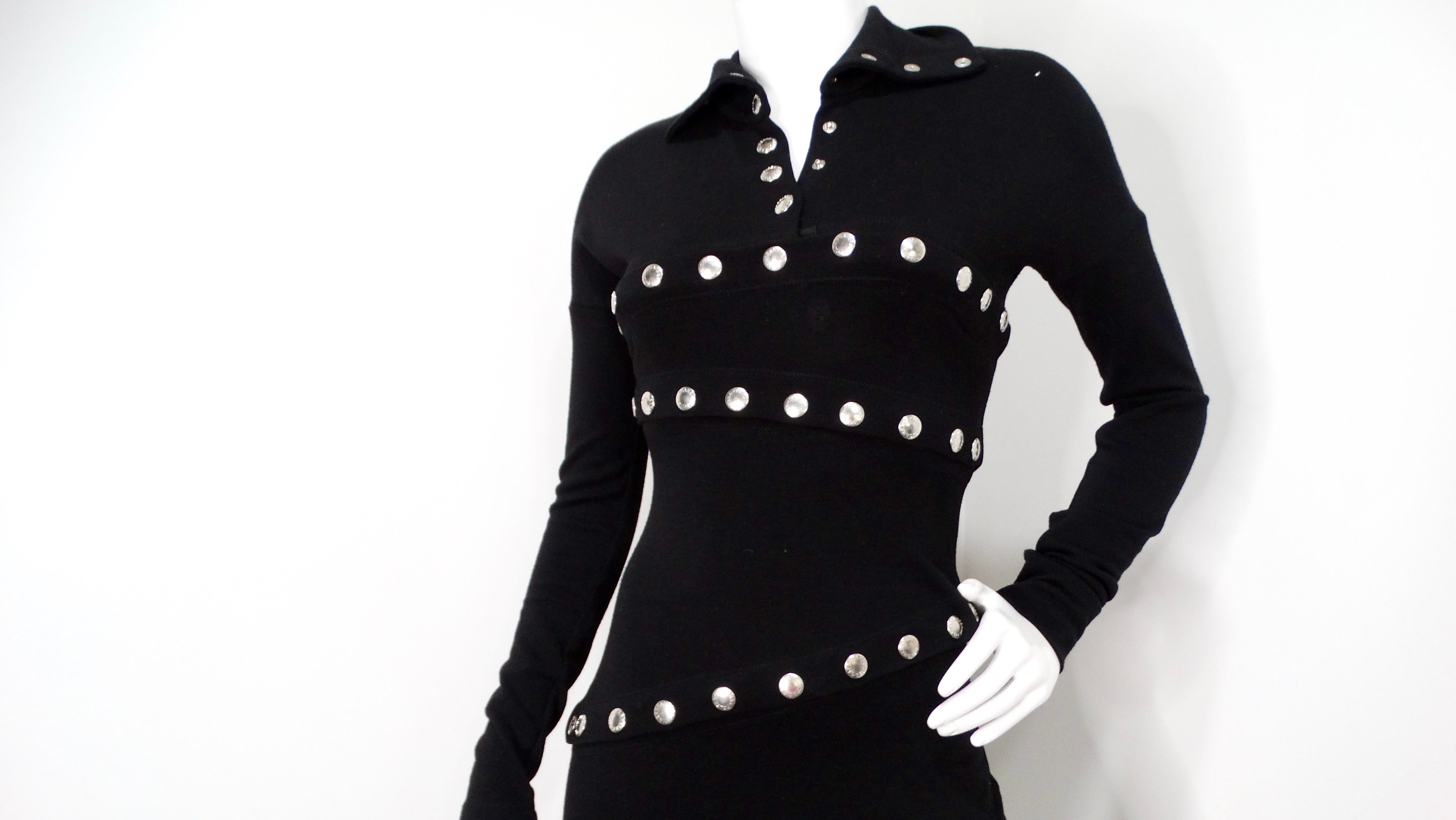 Women's 2003 Dolce & Gabbana F/W Runway Black Knit Snap-Up Convertible Dress For Sale