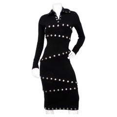 2003 Dolce & Gabbana F/W Runway Robe convertible en tricot noir avec boutons-pression