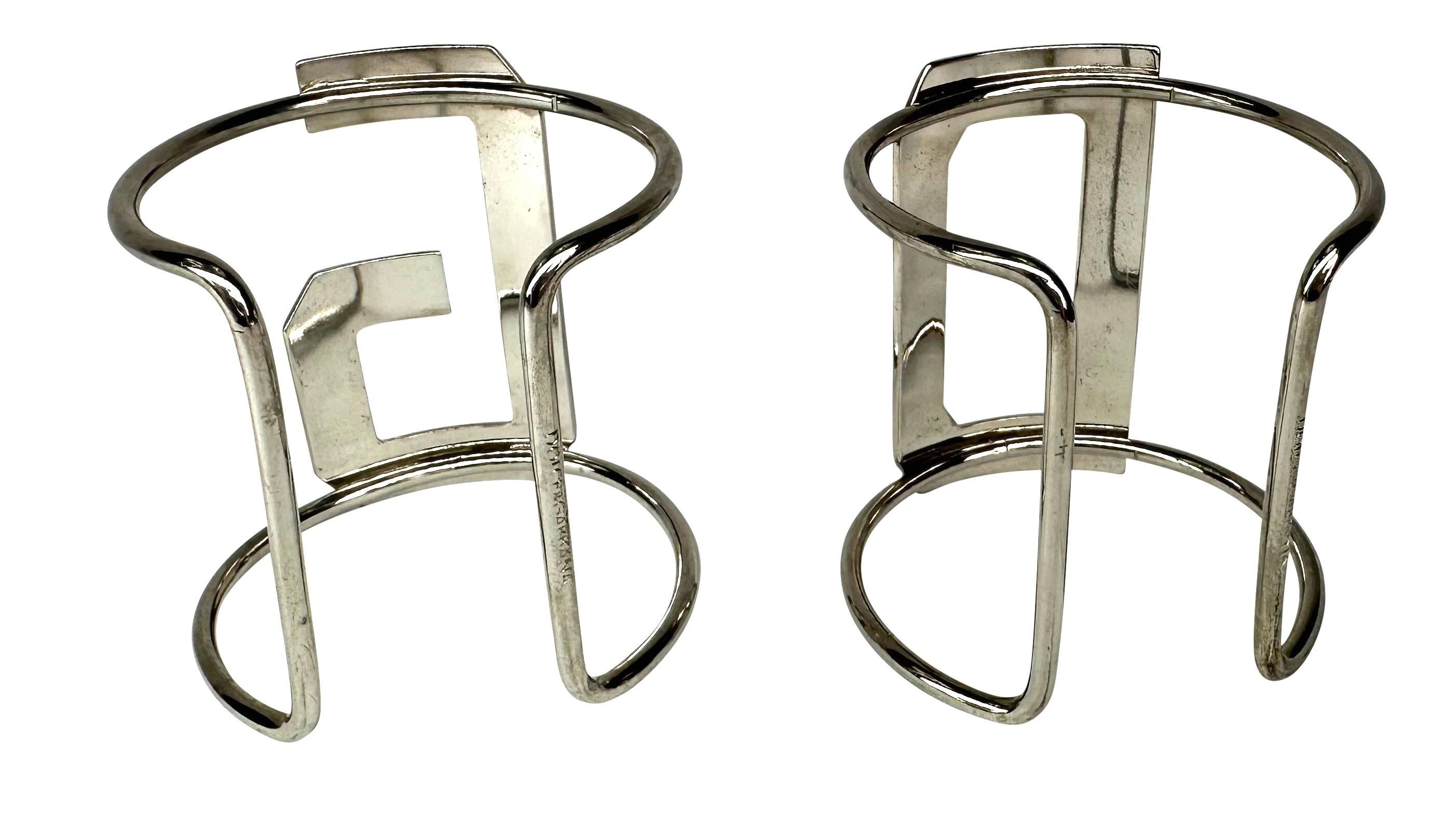 Women's 2003 Dolce & Gabbana Silver Plate 'D' and 'G' Cuff Set  For Sale