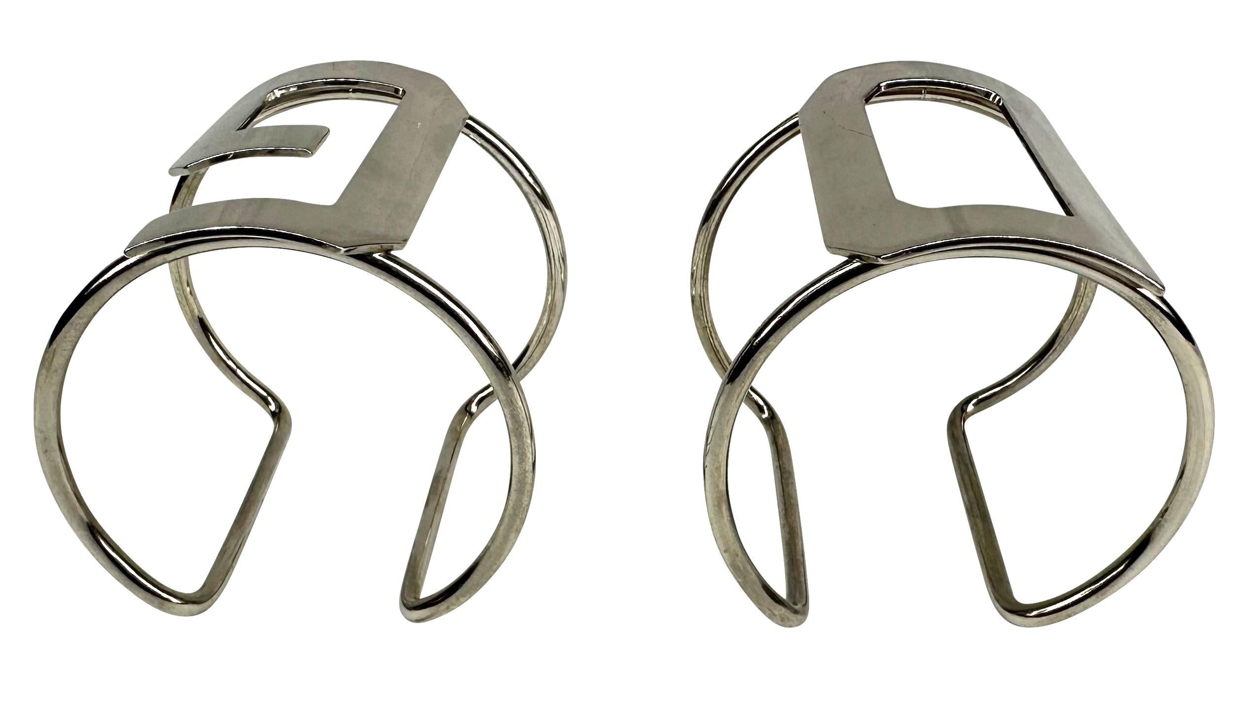 2003 Dolce & Gabbana Silver Plate 'D' and 'G' Cuff Set  For Sale 1