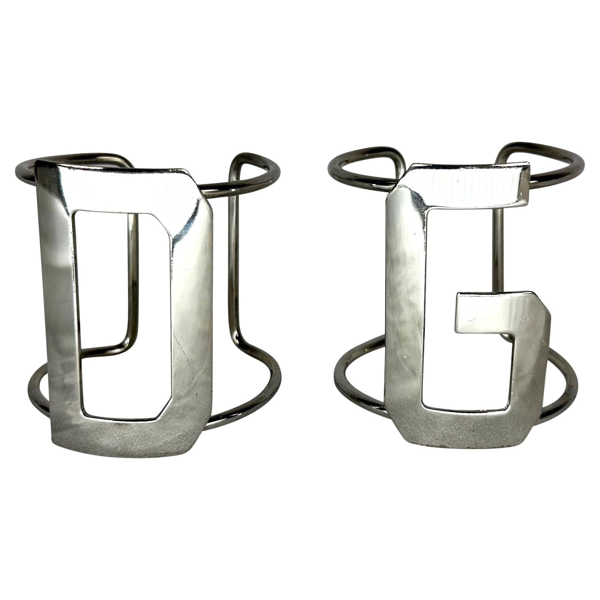2003 Dolce & Gabbana Silver Plate 'D' and 'G' Cuff Set  For Sale