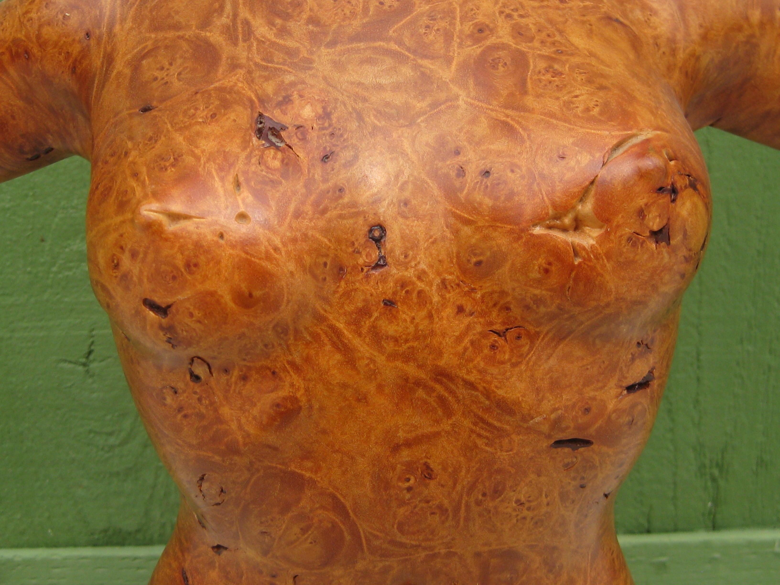 2003 Torso di donna nuda con busto in legno di radica scolpito da Alexandria 19 1/2
