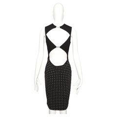 2003 Gianni Versace Couture abito nero con grommets e taglio sulla schiena