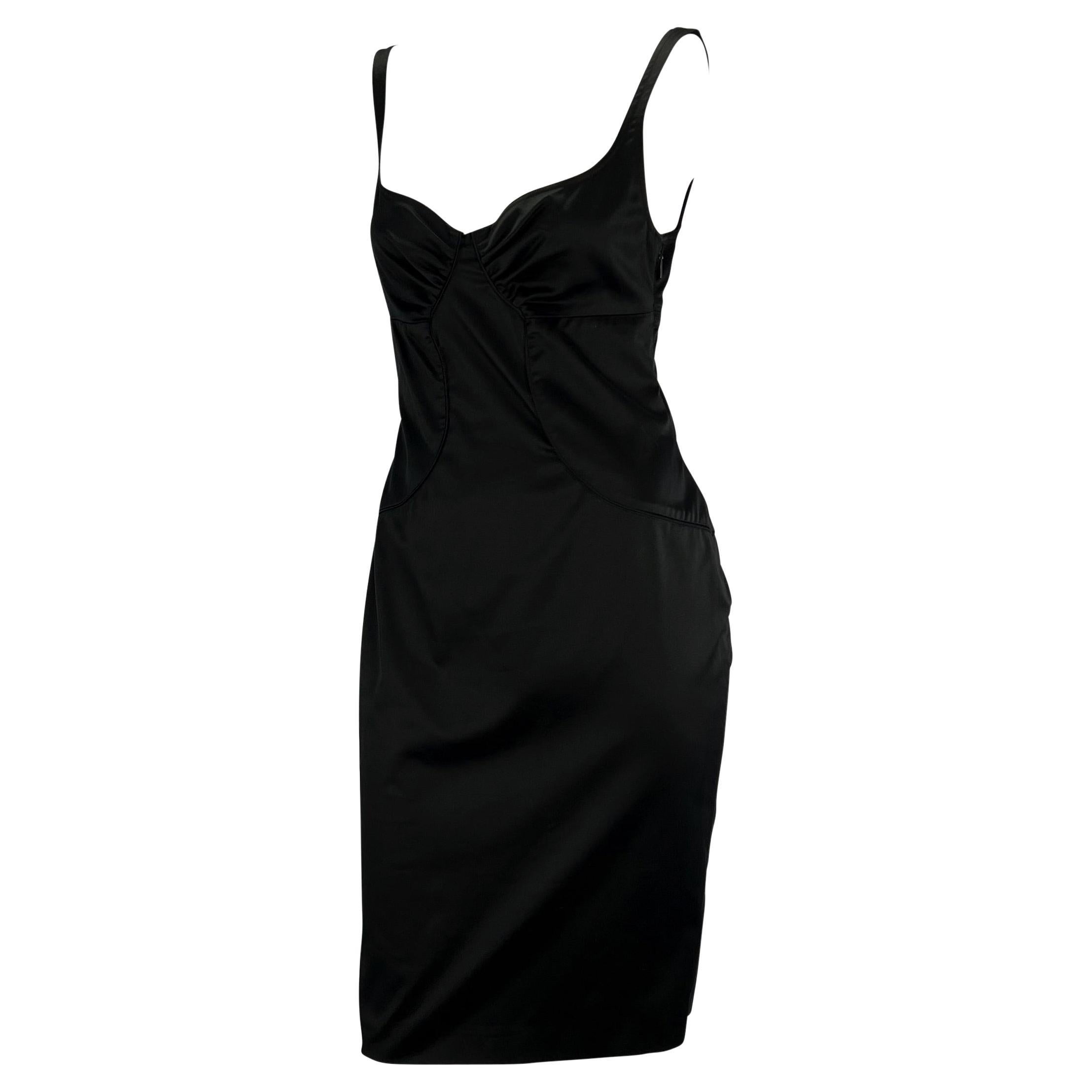 Women's 2003 Gucci by Tom Ford Back Tie Black Sleeveless Cutout Dress 