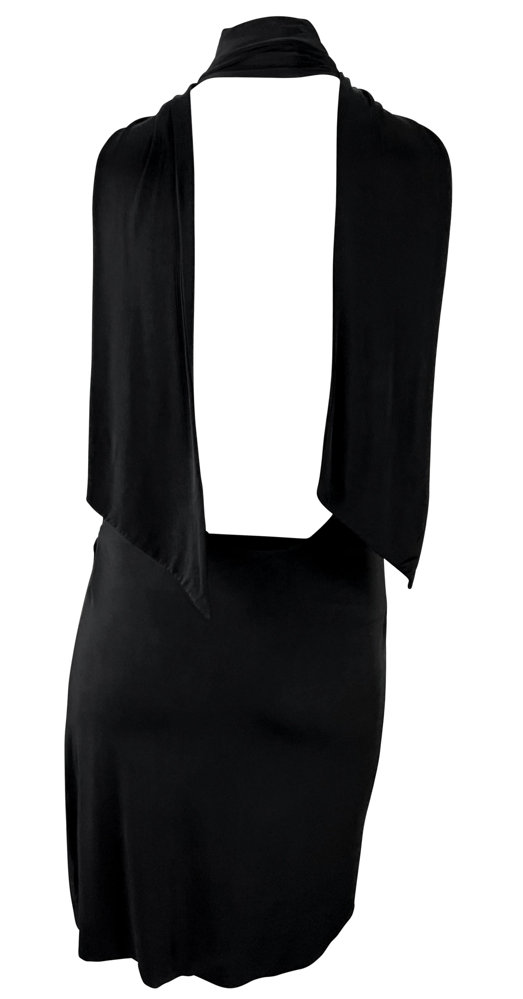 2003 Gucci by Tom Ford Black Bodycon Viscose Halter Wrap Mini Dress In Excellent Condition In West Hollywood, CA