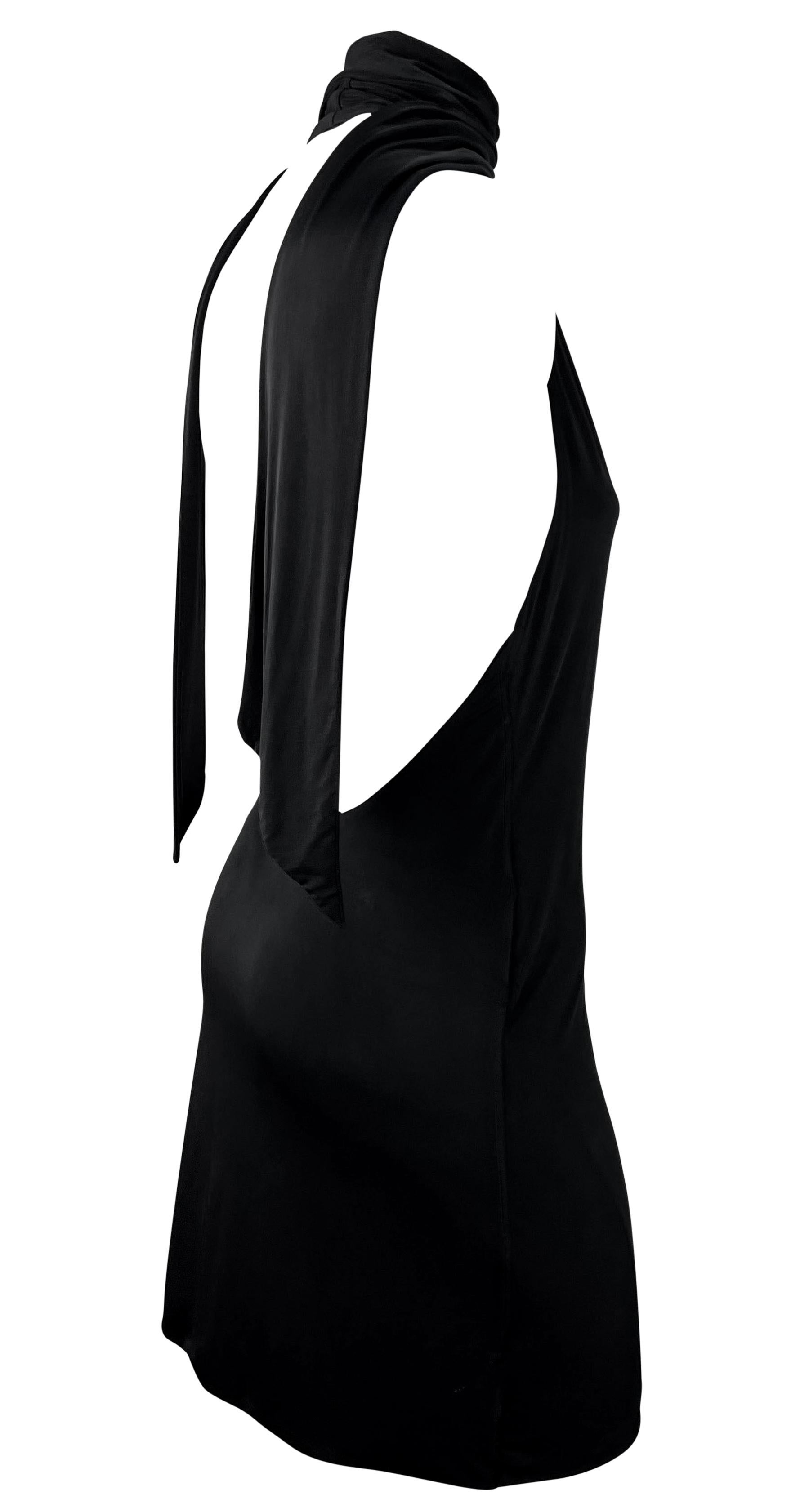 Women's 2003 Gucci by Tom Ford Black Bodycon Viscose Halter Wrap Mini Dress