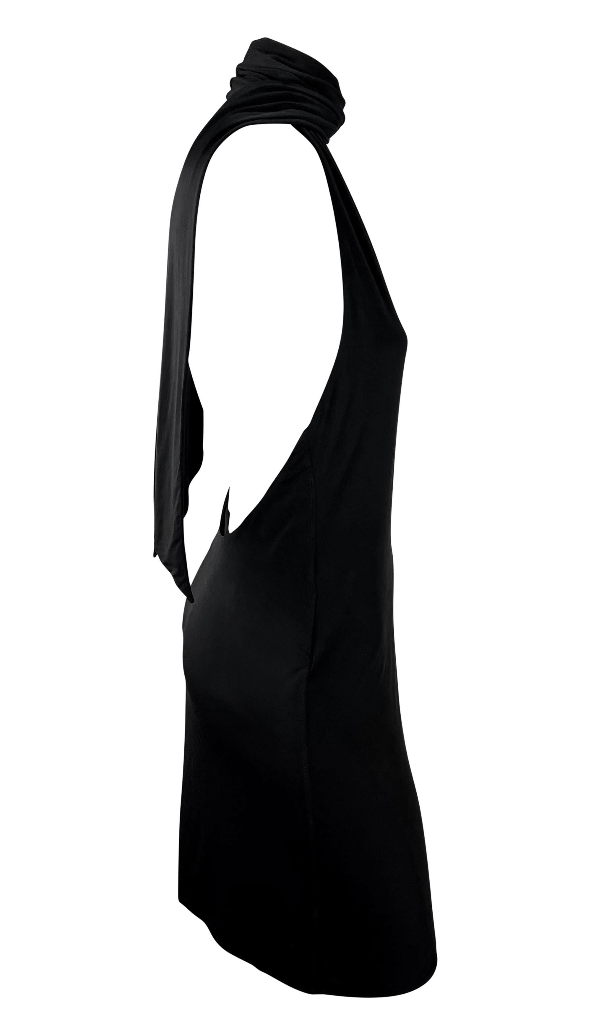 2003 Gucci by Tom Ford Black Bodycon Viscose Halter Wrap Mini Dress 1