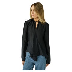 2003 Gucci by Tom Ford Black Silk Shirt / Blouse With a neck strap
