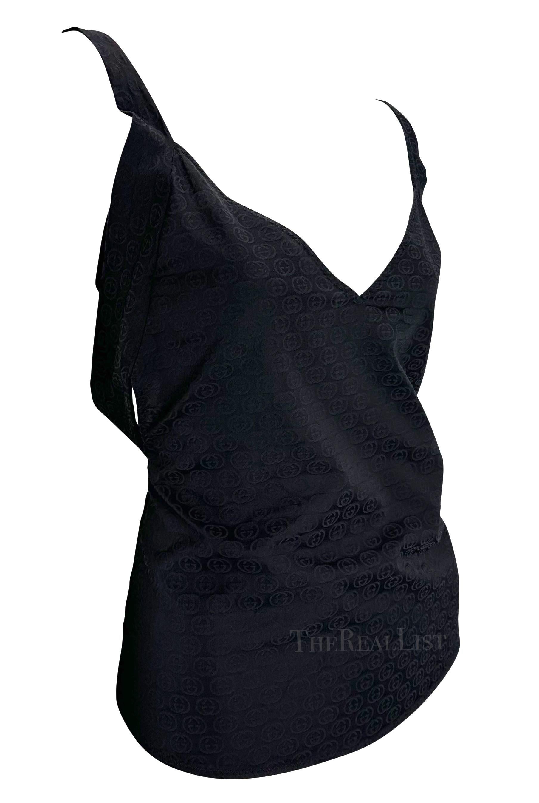 2003 Gucci by Tom Ford GG Monogram Black Stretch Semi Sheer Backless Top 1