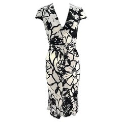 2003 Gucci by Tom Ford Grey Silk Floral Print Tie Dress