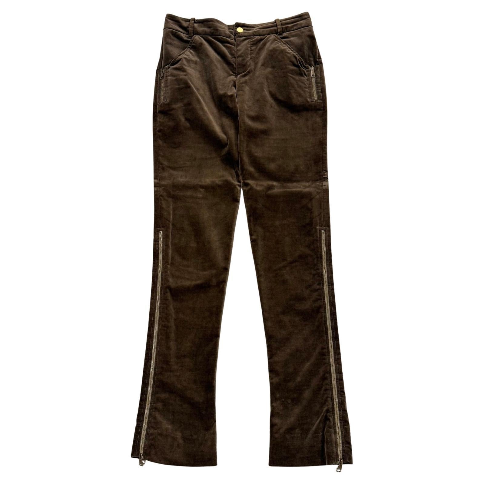 2003 Gucci by Tom Ford pantalones de terciopelo acampanados con cremallera