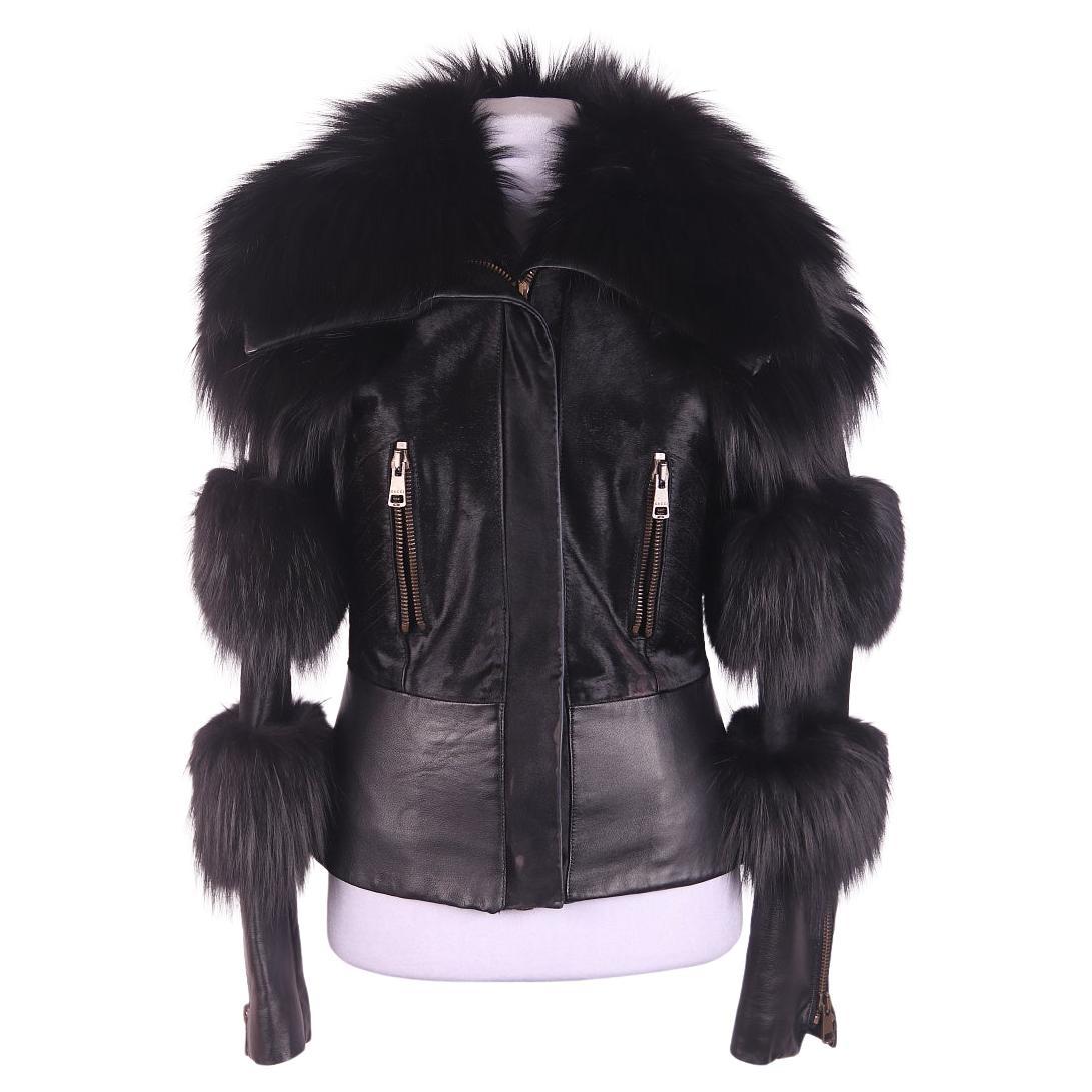 2003 Gucci Tom Ford 03-04 giacca in pelle con pelliccia