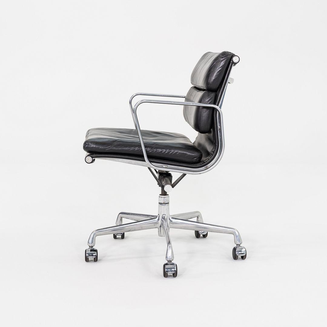 2003 Herman Miller Eames Soft Pad Management Desk Chair in Black Leather In Good Condition For Sale In Philadelphia, PA