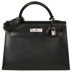 2003 Hermes Black Box Kalbsleder Kelly 32cm Sellier