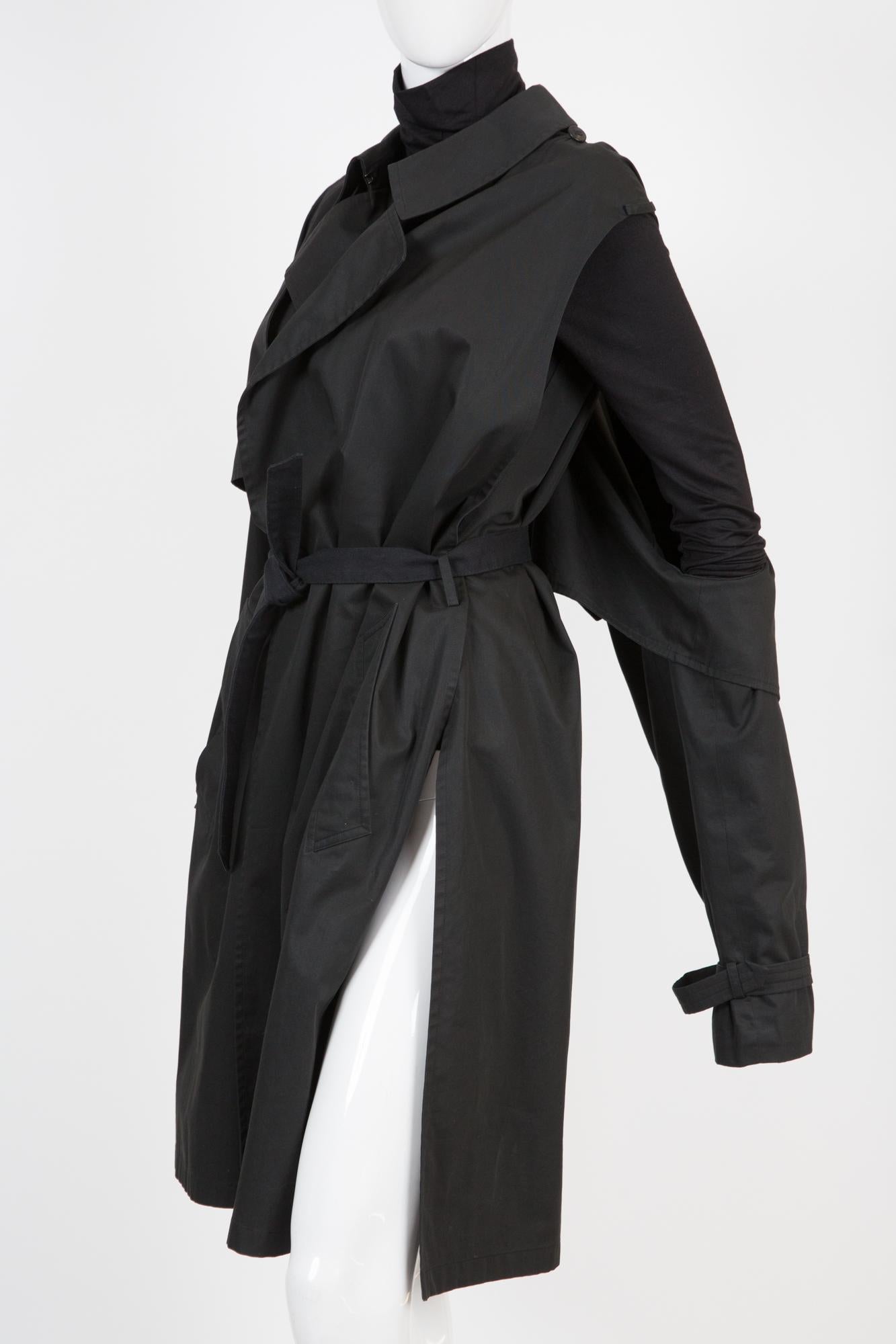 2003, Hermes by Margiela Black Trench Coat In Good Condition In Paris, FR