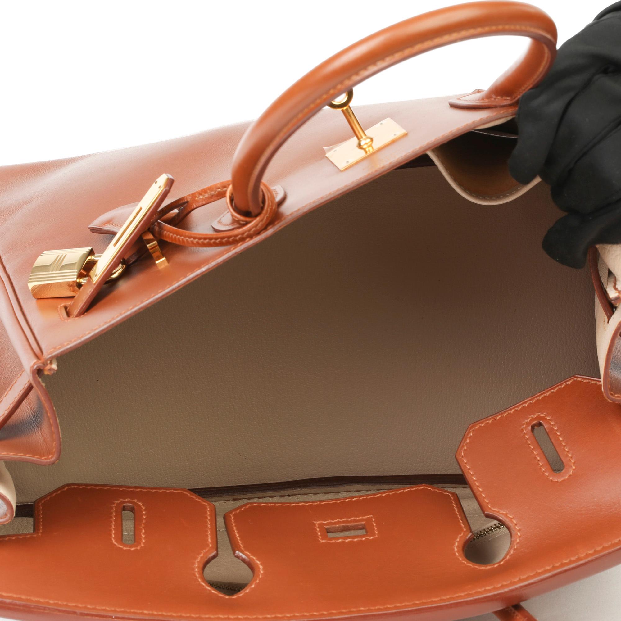 2003 Hermes Fauve Box Calf Leather & Parchemin Verso Birkin 30cm 4