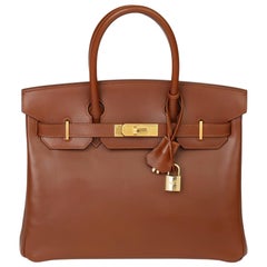2003 Hermes Fauve Box Calf Leather & Parchemin Verso Birkin 30cm