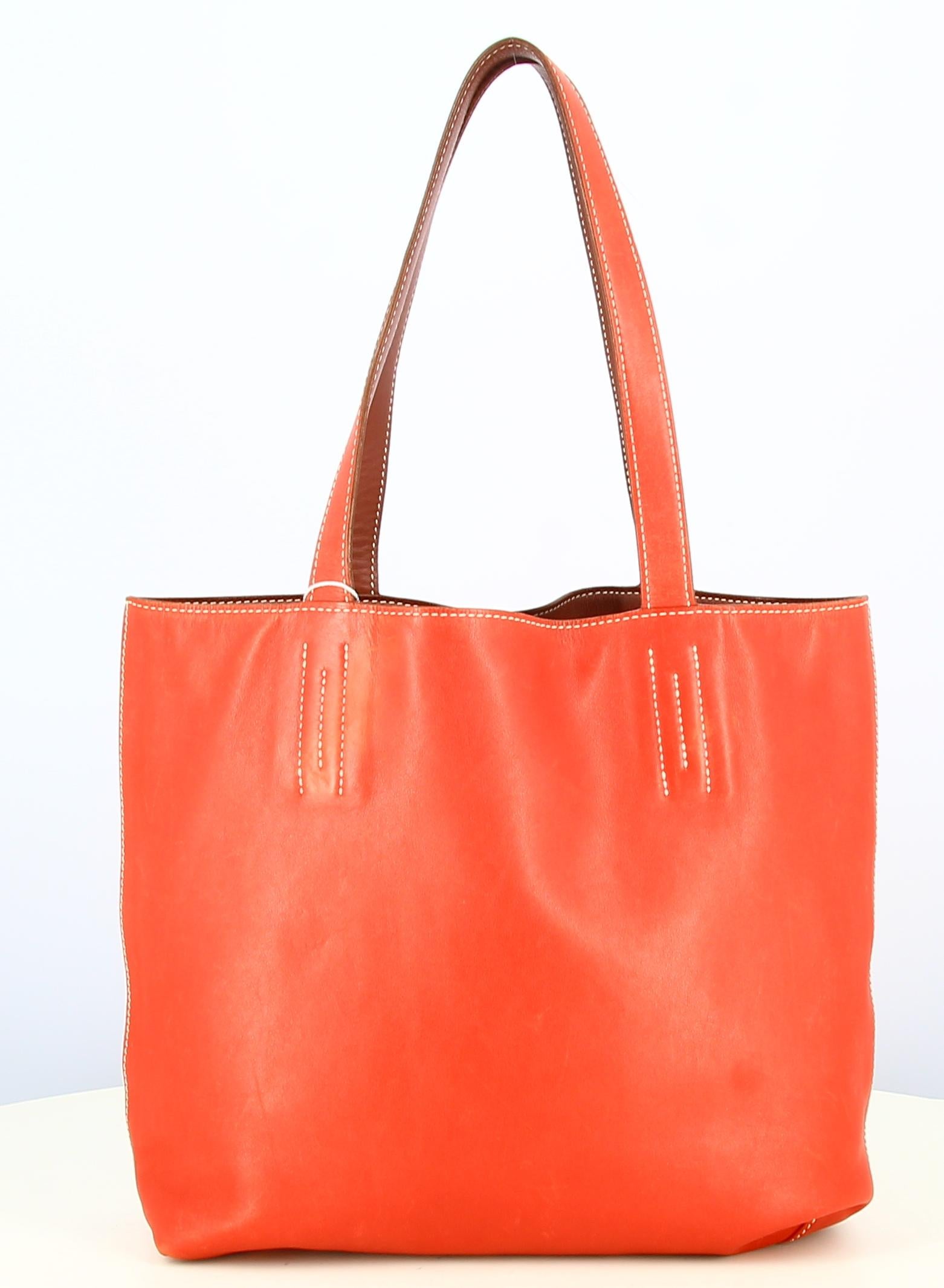 2003 Hermès Red Leather Handbag   Double sens For Sale 1