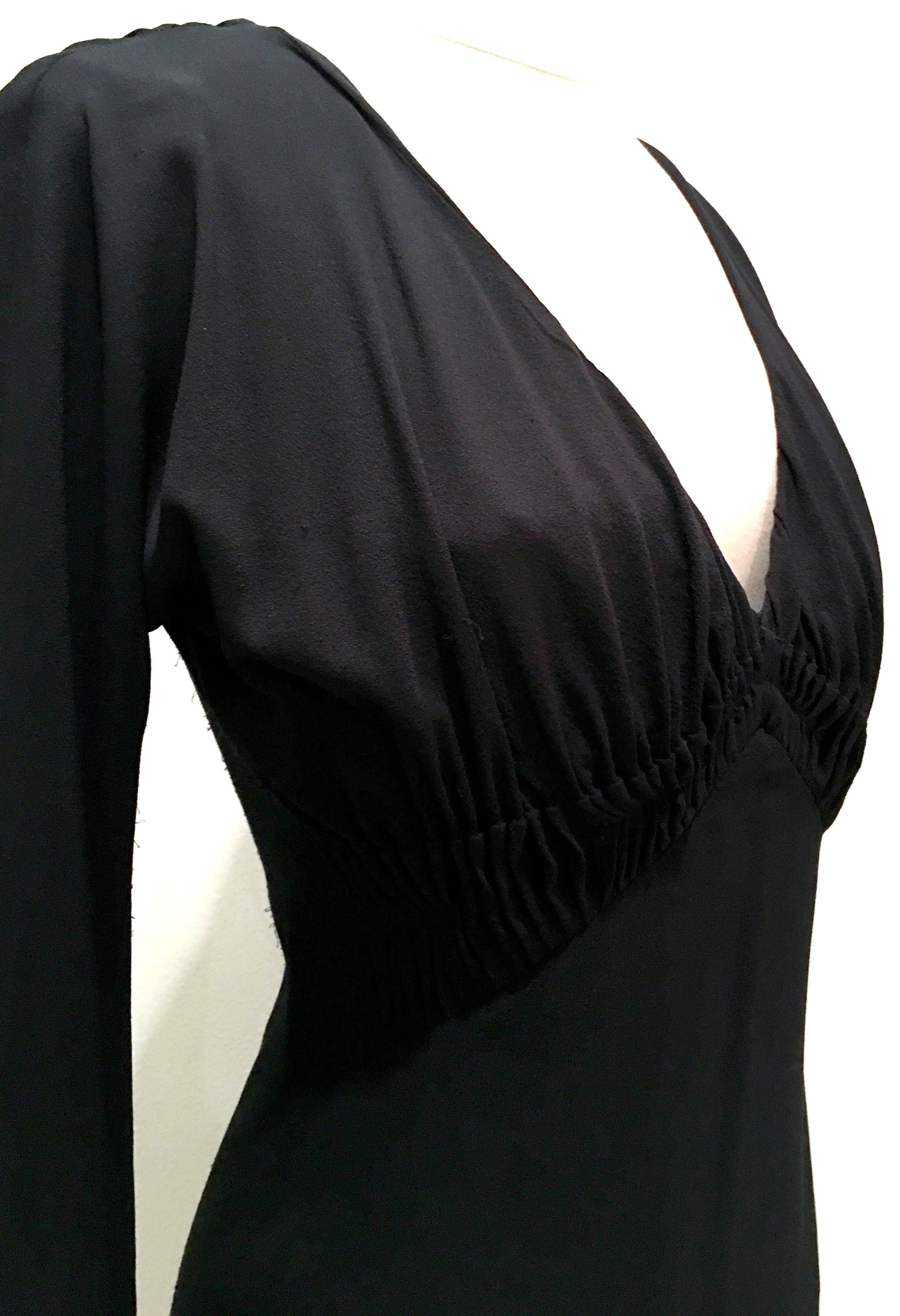 2003 Italian Silk Long Sleeve Deep Plunge Black Dress By Tom Ford For Gucci-42 For Sale 5