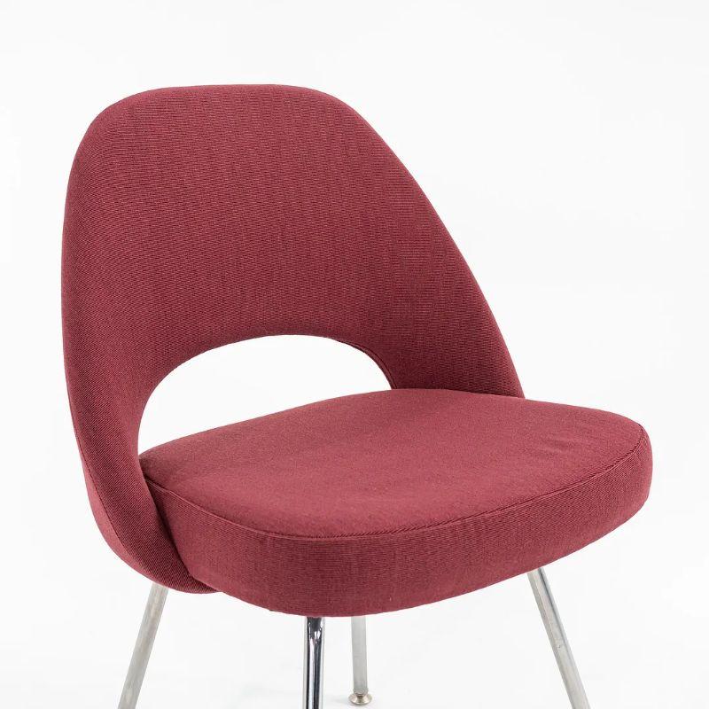 2003 Knoll Saarinen Armless Executive Side Chair in Bordeaux Fabric, Model 72C For Sale 3