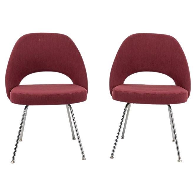 2003 Knoll Saarinen Armless Executive Side Chair in Bordeaux Fabric, Model 72C