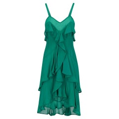 2003 Look#1 Vintage Yves Saint Laurent by Tom Ford green silk ruffle dress NWT