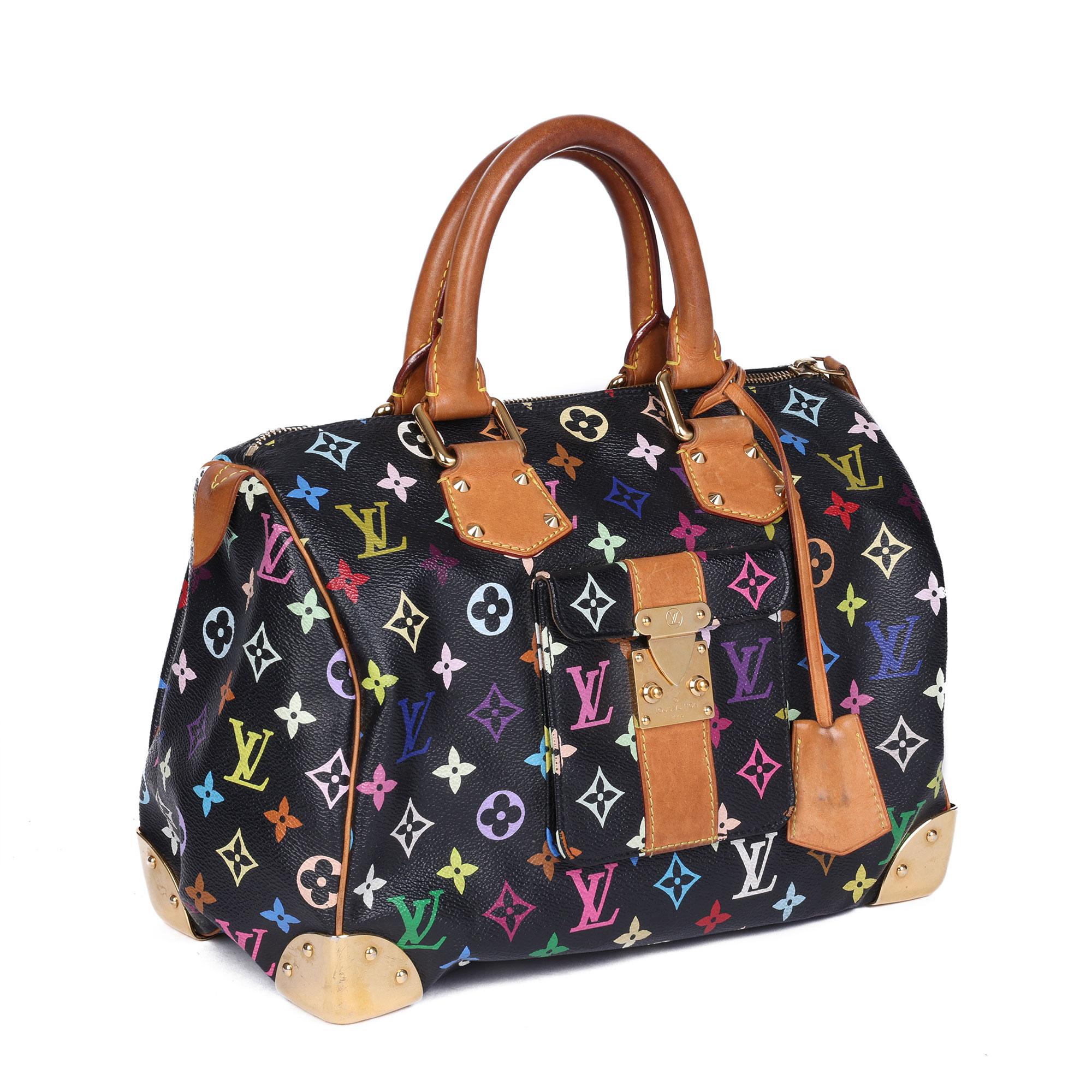 LOUIS VUITTON 
Black Multicolour Monogram Coated Canvas & Vachetta Leather Speedy 30

Xupes Reference: CB371
Serial Number: SP 0873
Age (Circa): 2003
Accompanied By: Louis Vuitton Dust Bag, Invoice
Authenticity Details: Date Stamp (Made in