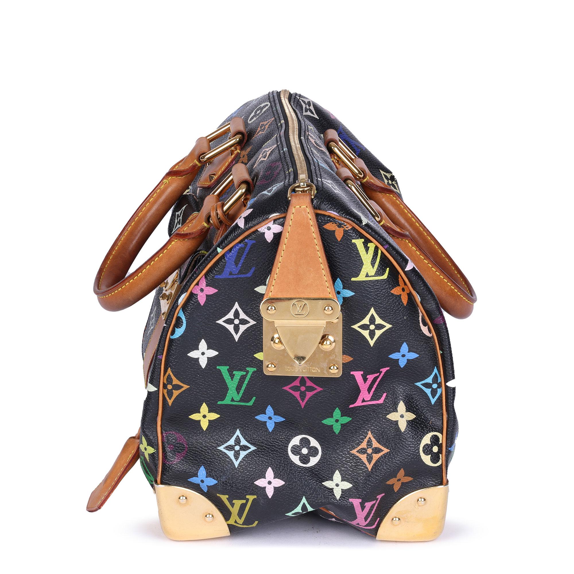 Women's 2003 Louis Vuitton Black Multicolour Monogram Coated Canvas & Vachetta Speedy 30