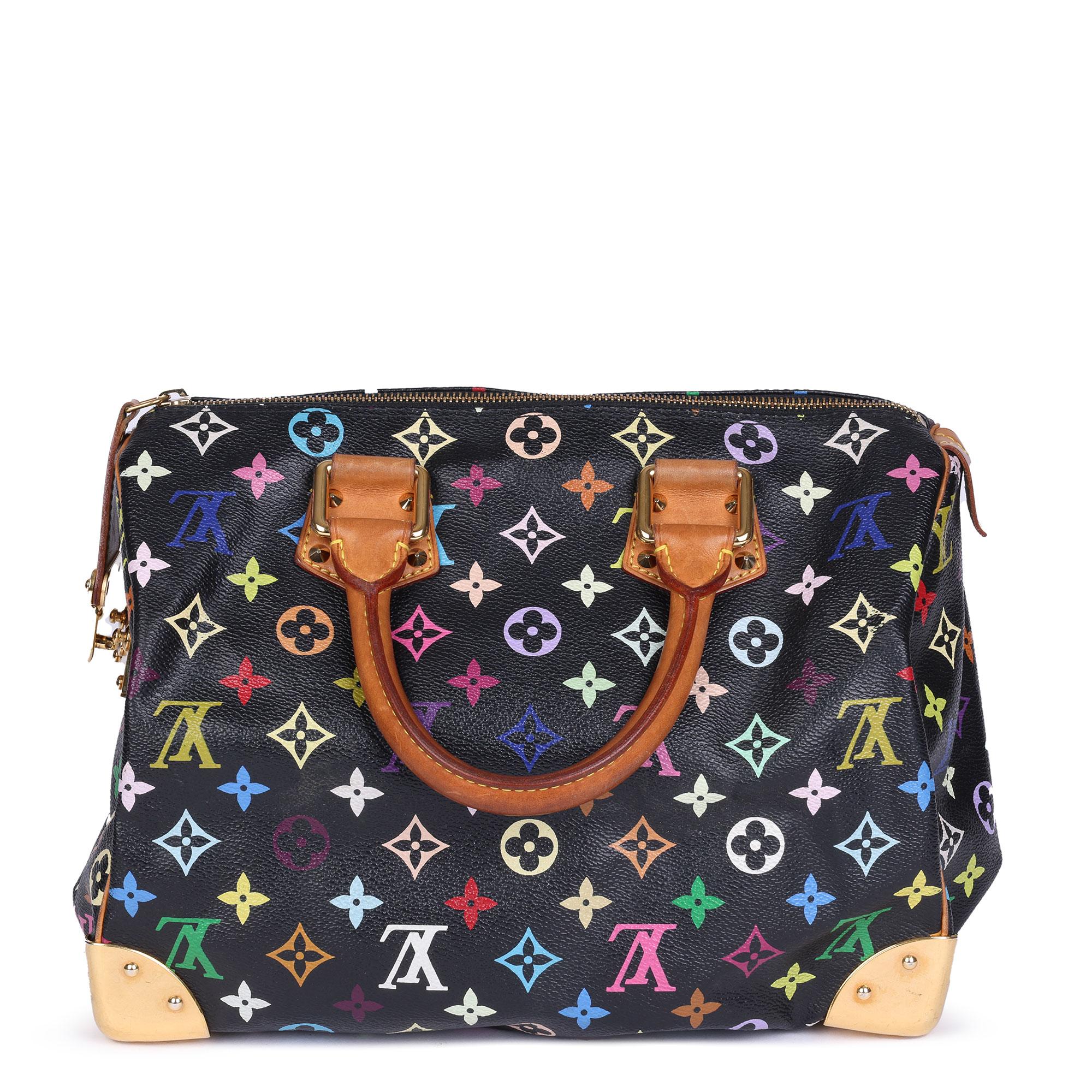 2003 Louis Vuitton Black Multicolour Monogram Coated Canvas & Vachetta Speedy 30 1