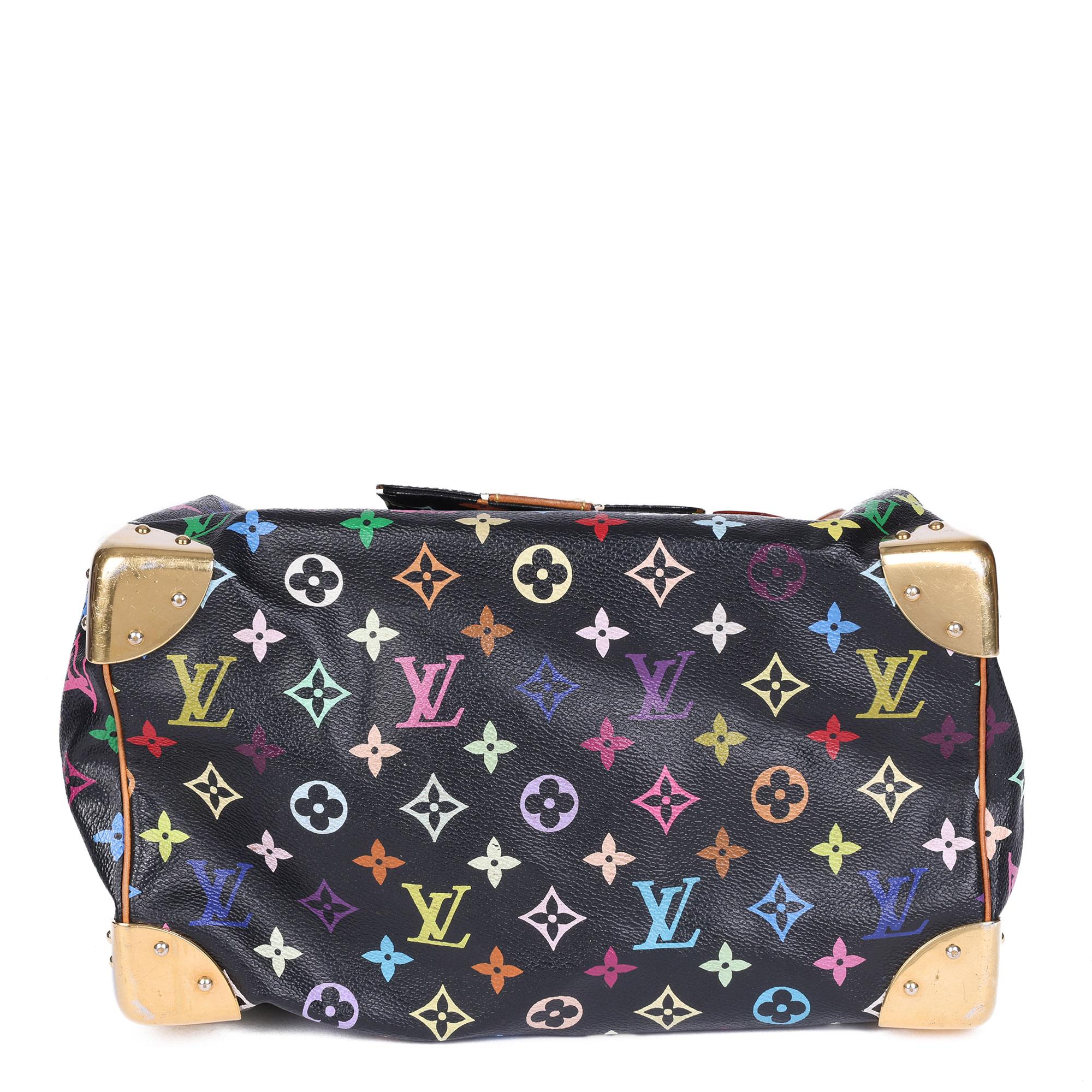 2003 Louis Vuitton Black Multicolour Monogram Coated Canvas & Vachetta Speedy 30 2
