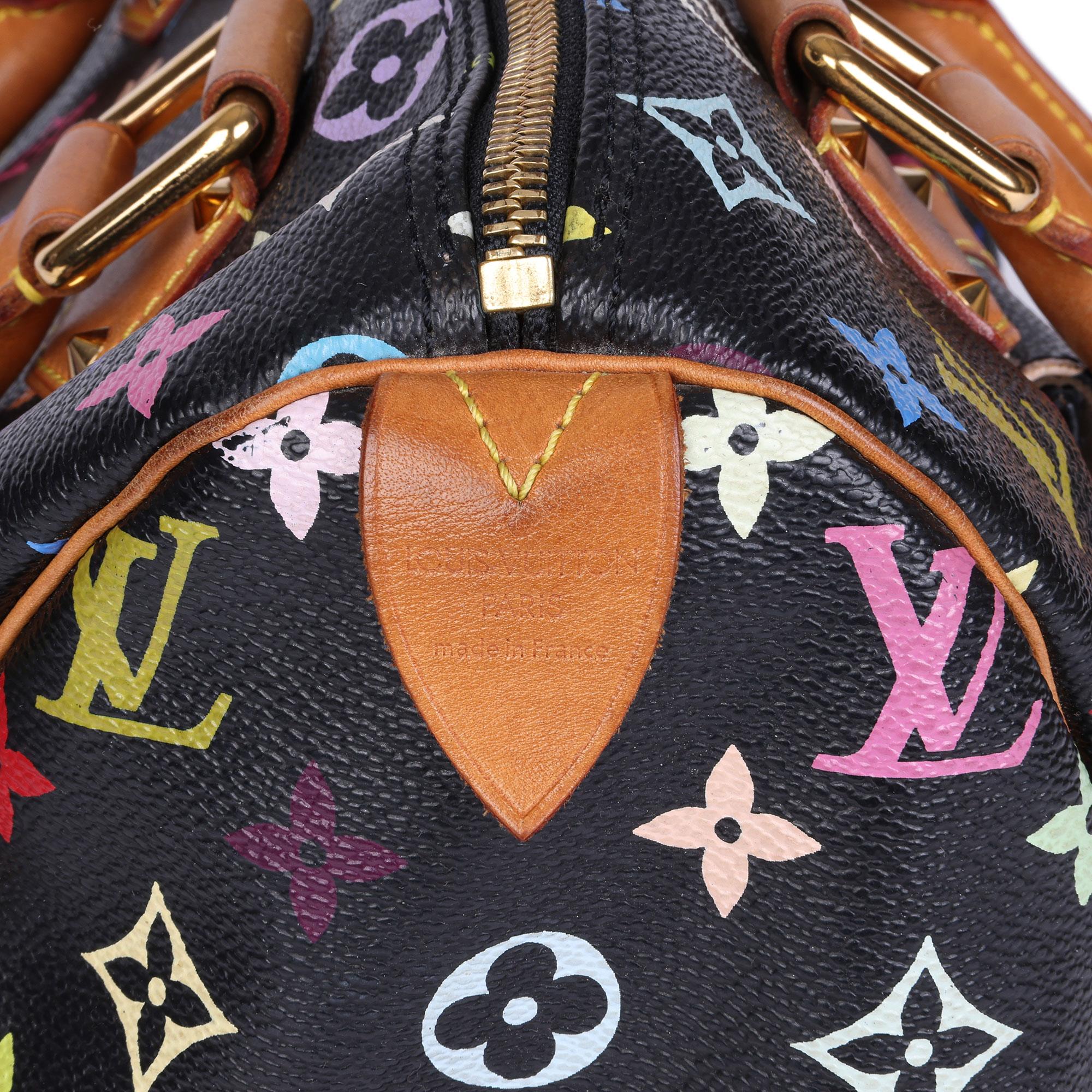 2003 Louis Vuitton Black Multicolour Monogram Coated Canvas & Vachetta Speedy 30 5