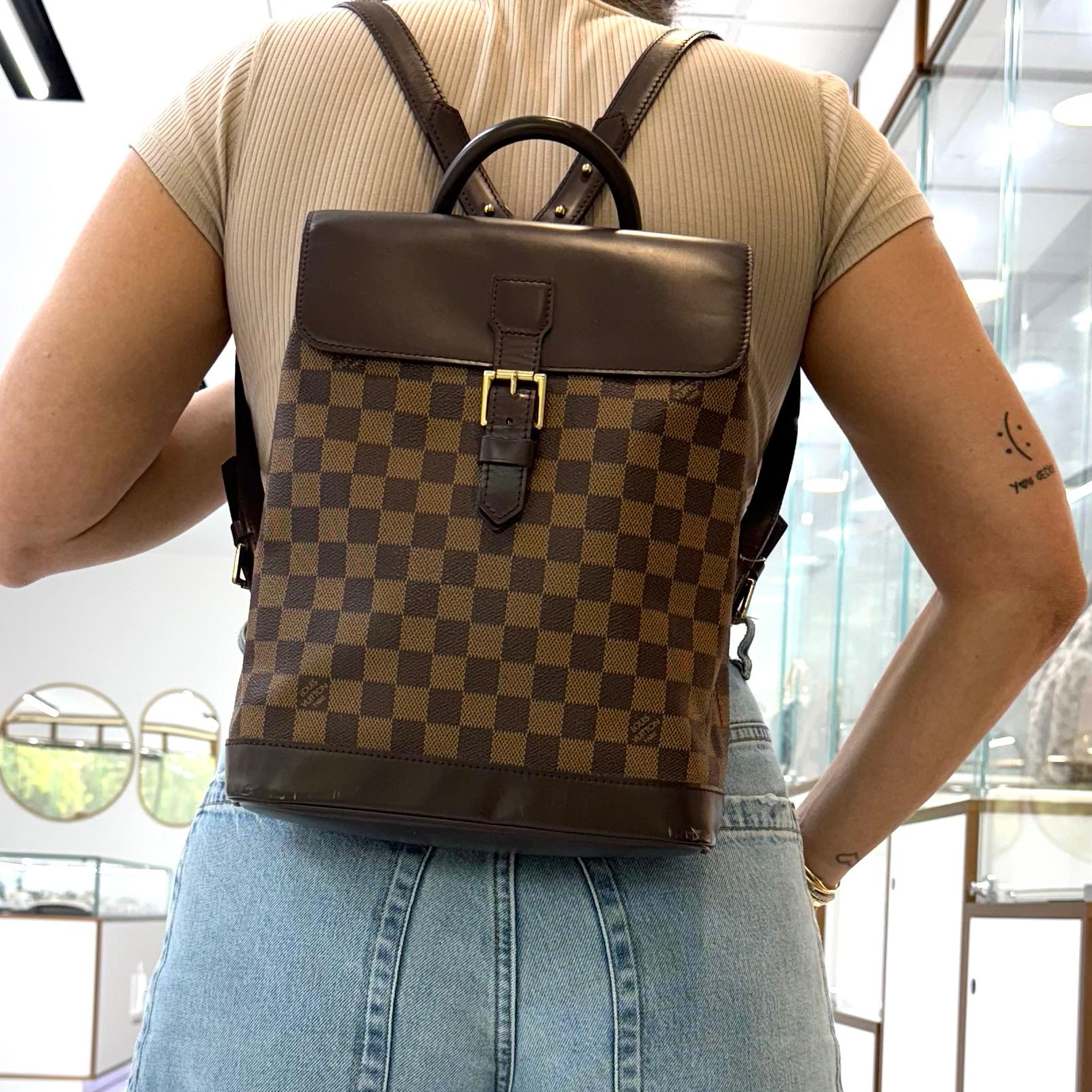 2003 Louis Vuitton N51132 Damier Ebene Soho Canvas Leather Backpack For Sale 10