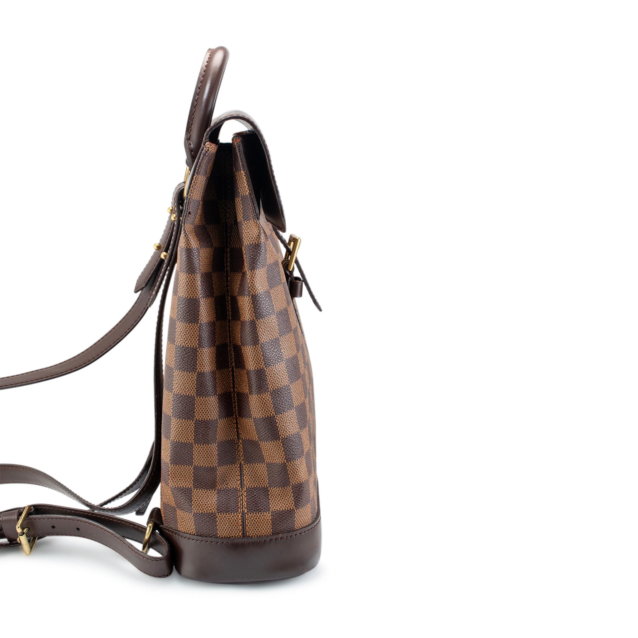 2003 Louis Vuitton N51132 Damier Ebene Soho Canvas Leather Backpack In Excellent Condition For Sale In Houston, US