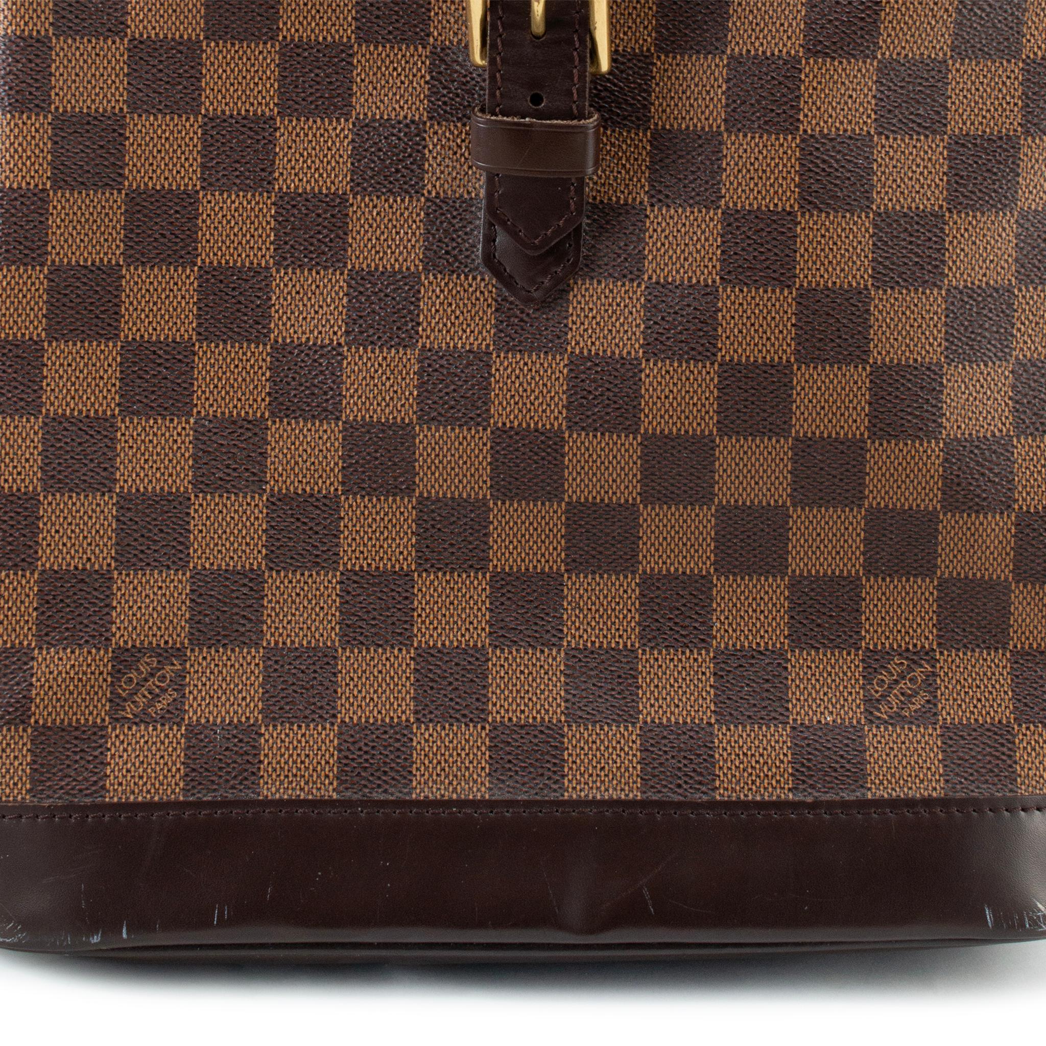 Women's or Men's 2003 Louis Vuitton N51132 Damier Ebene Soho Canvas Leather Backpack For Sale