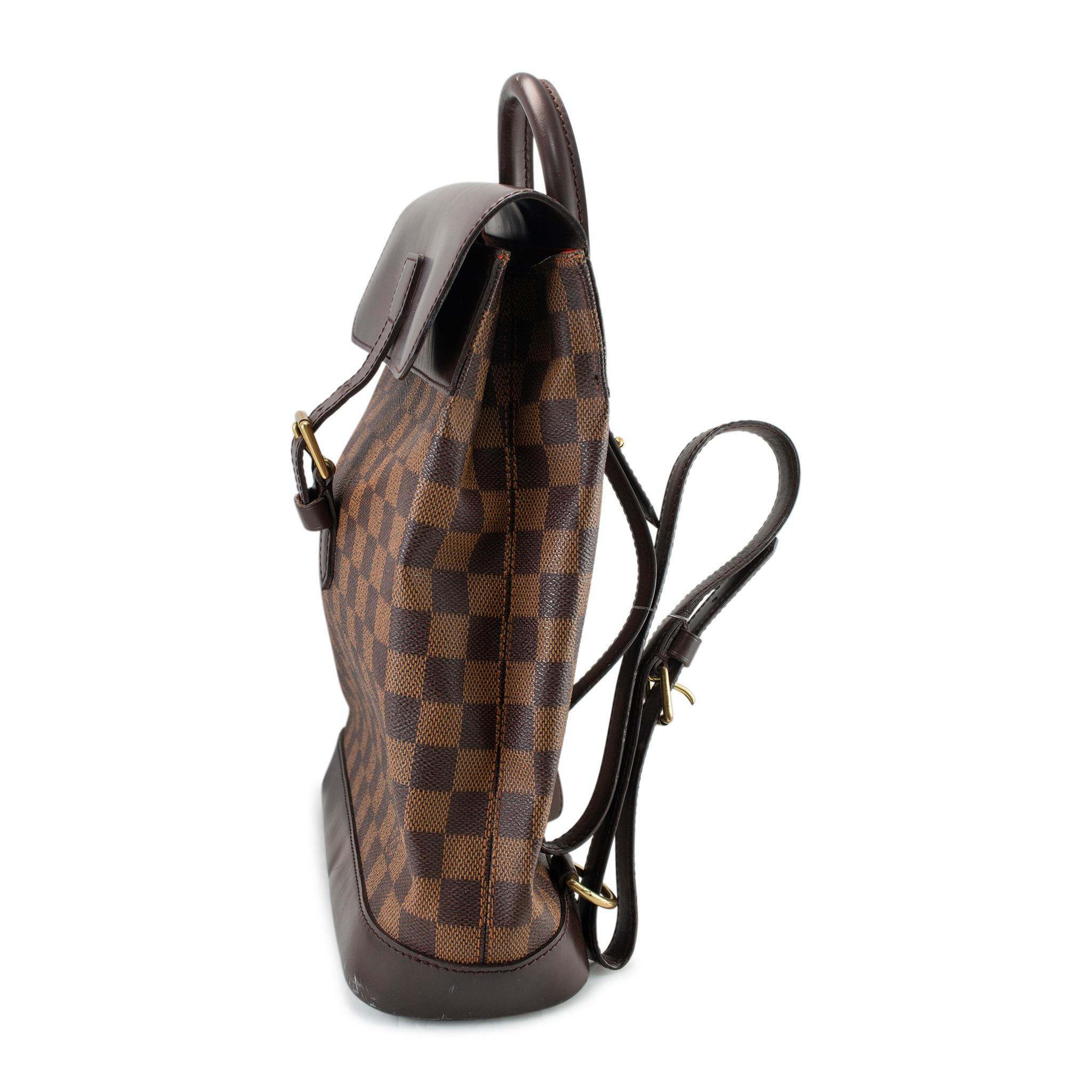 2003 Louis Vuitton N51132 Damier Ebene Soho Canvas Leather Backpack For Sale 1