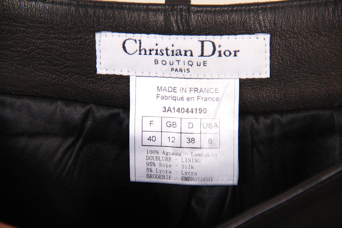 2003 NUEVO Christian Dior & Galliano nuevo  nuevo Pantalones de cuero adornados Pantalones Negro en venta