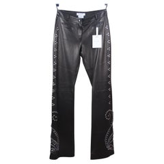 2003 NUOVO Christian Dior & Galliano nuovo  nuovi pantaloni in pelle impreziositi Pantaloni